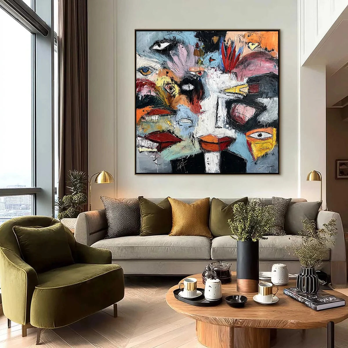 VOICES IN THE ROOM: Bold Square Abstract Impasto Portrait Painting | Abstract closeup, raised brushwork detail