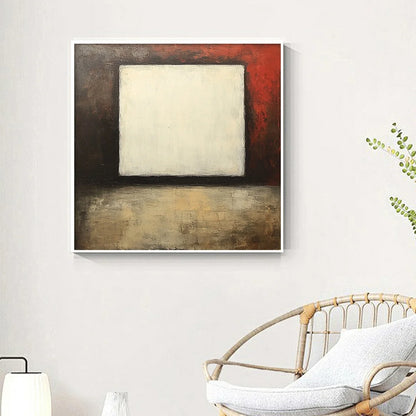 VOID: Minimalist Abstract Oil Painting with White Square | rolled canvas, ready for custom framing
