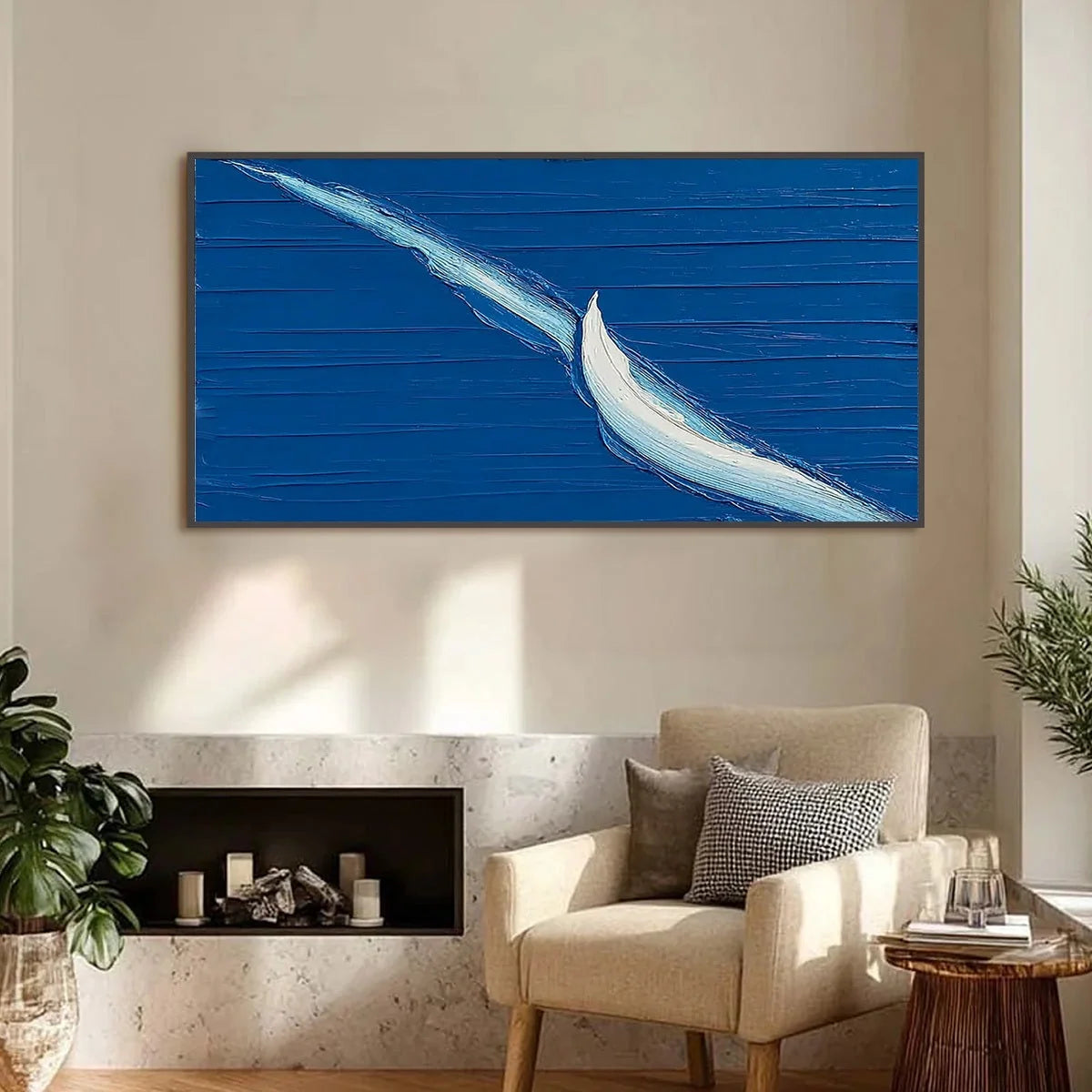 VOYAGE: Minimalist Textured Abstract Sailboat Painting | Minimalist closeup, raised brushwork detail