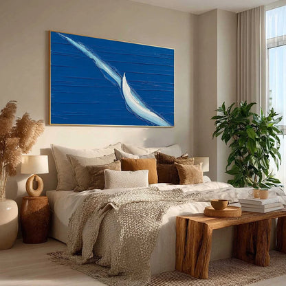 VOYAGE: Minimalist Textured Abstract Sailboat Painting | multi-color palette, original oil on stretched canvas art
