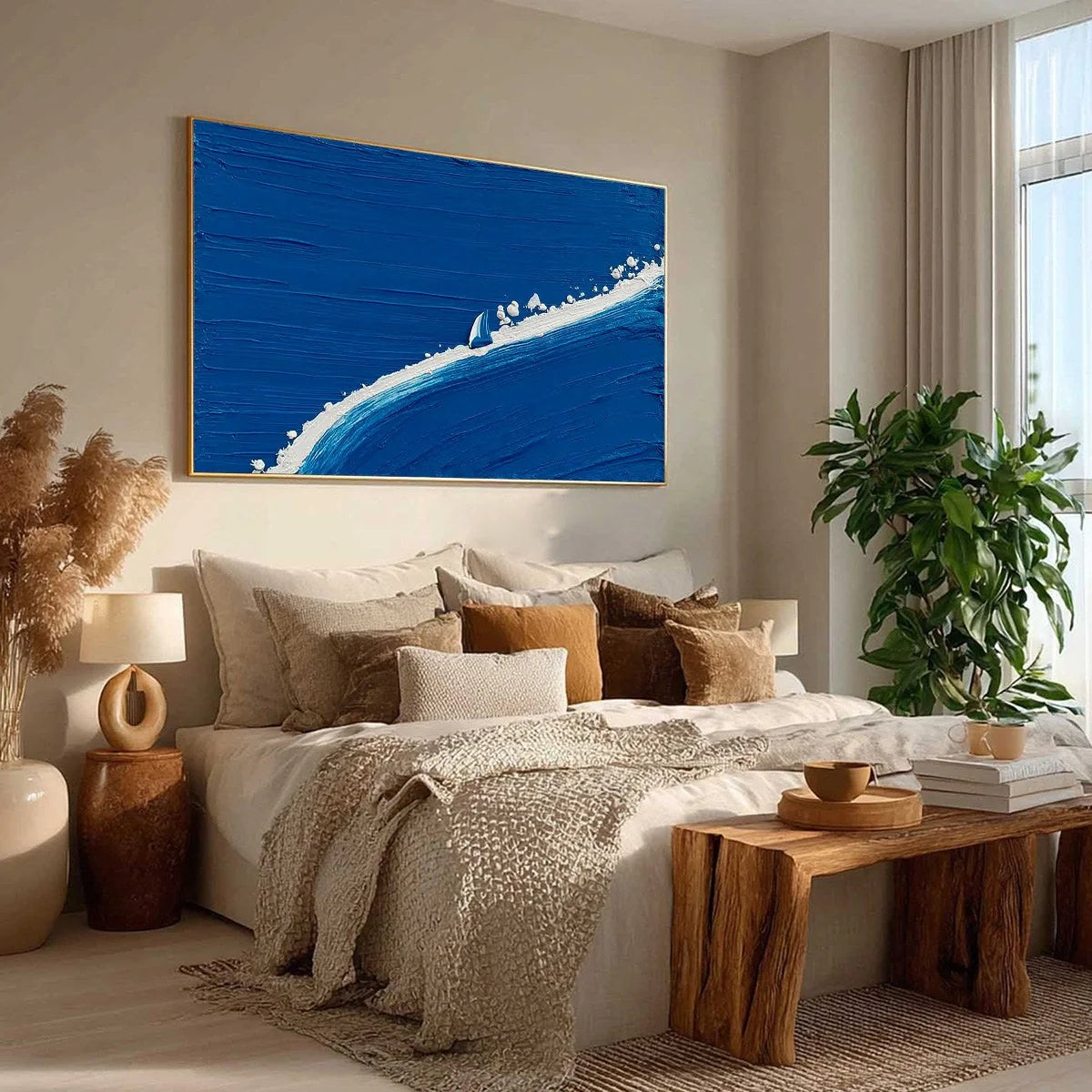 Voyage | Minimalist Textured Seascape Oil Painting Wall Art | multi-color palette, original oil on stretched canvas art