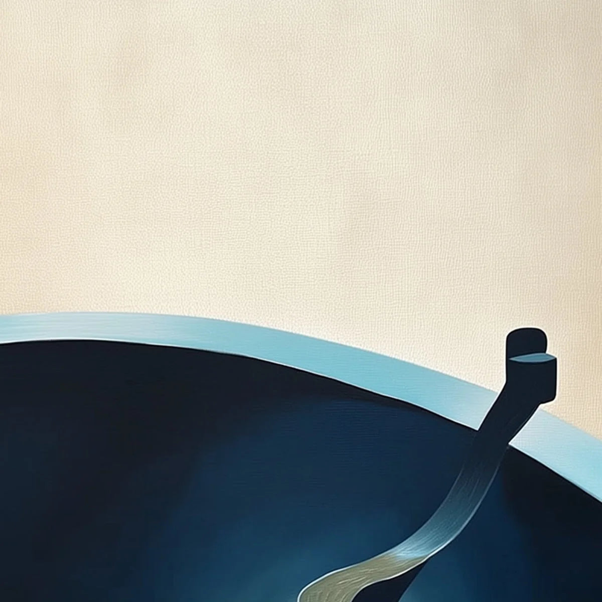 VOYAGE: Modern Minimalist Abstract Painting in Blue and Beige | rectangular format, hand-painted canvas edge