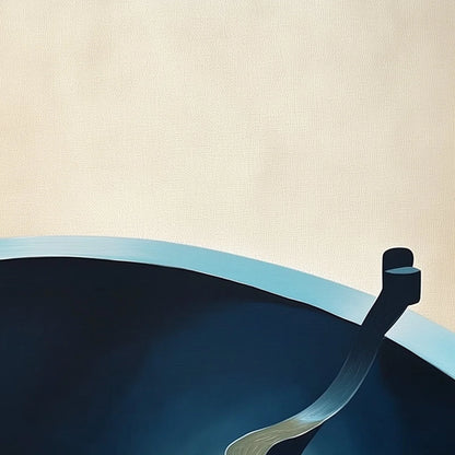 VOYAGE: Modern Minimalist Abstract Painting in Blue and Beige | rectangular format, hand-painted canvas edge