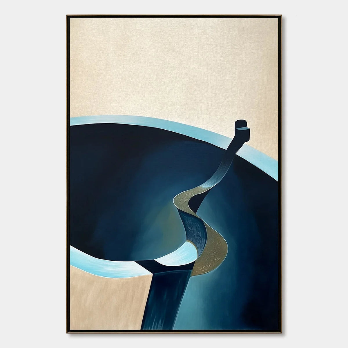 VOYAGE: Modern Minimalist Abstract Painting in Blue and Beige | hanging in living room, Minimalist wall art