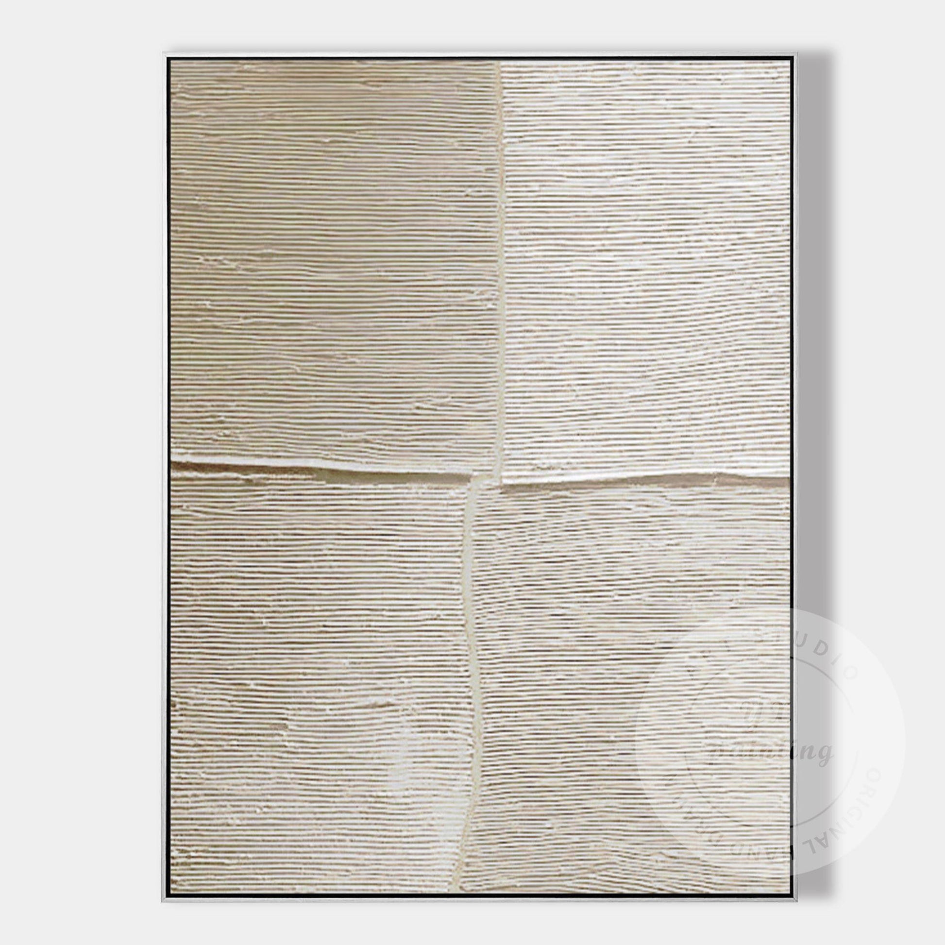 Wabi-Sabi Beige Abstract Wall Art – Horizontal Lines Canvas for Minimalist Livin #12