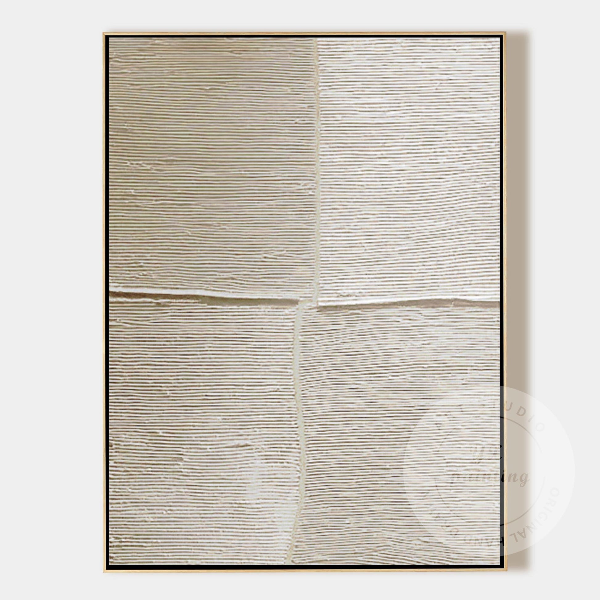 Wabi-Sabi Beige Abstract Wall Art – Horizontal Lines Canvas for Minimalist Livin #13
