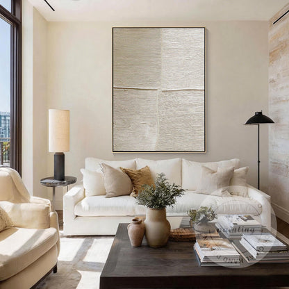 Wabi-Sabi Beige Abstract Wall Art – Horizontal Lines Canvas for Minimalist Livin #3