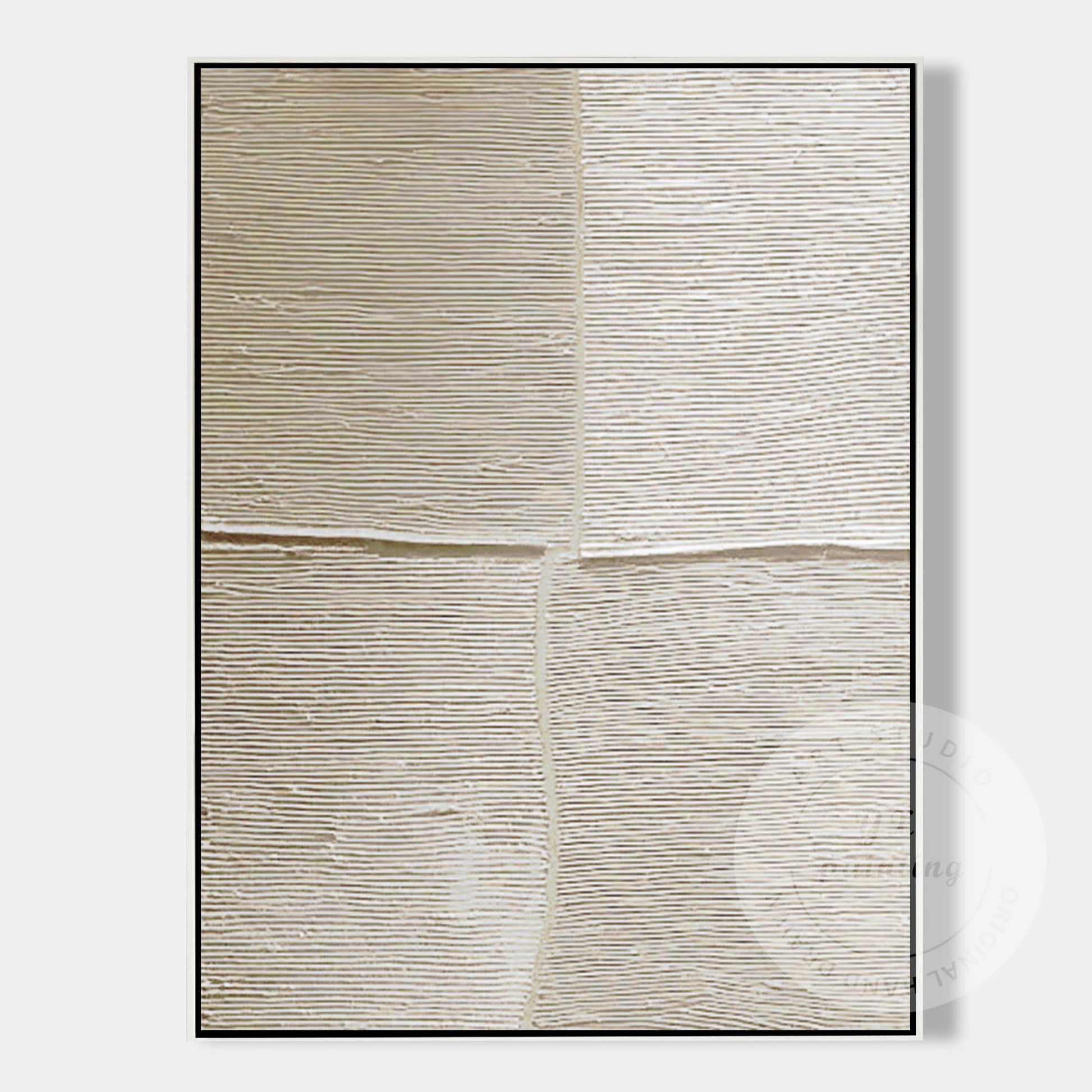 Wabi-Sabi Beige Abstract Wall Art – Horizontal Lines Canvas for Minimalist Livin #8