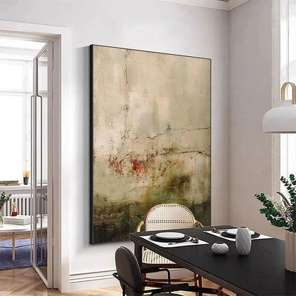 WABI SABI TERRAIN: Textured Abstract Landscape Painting, Vertical Wall Art | Abstract closeup, raised brushwork detail