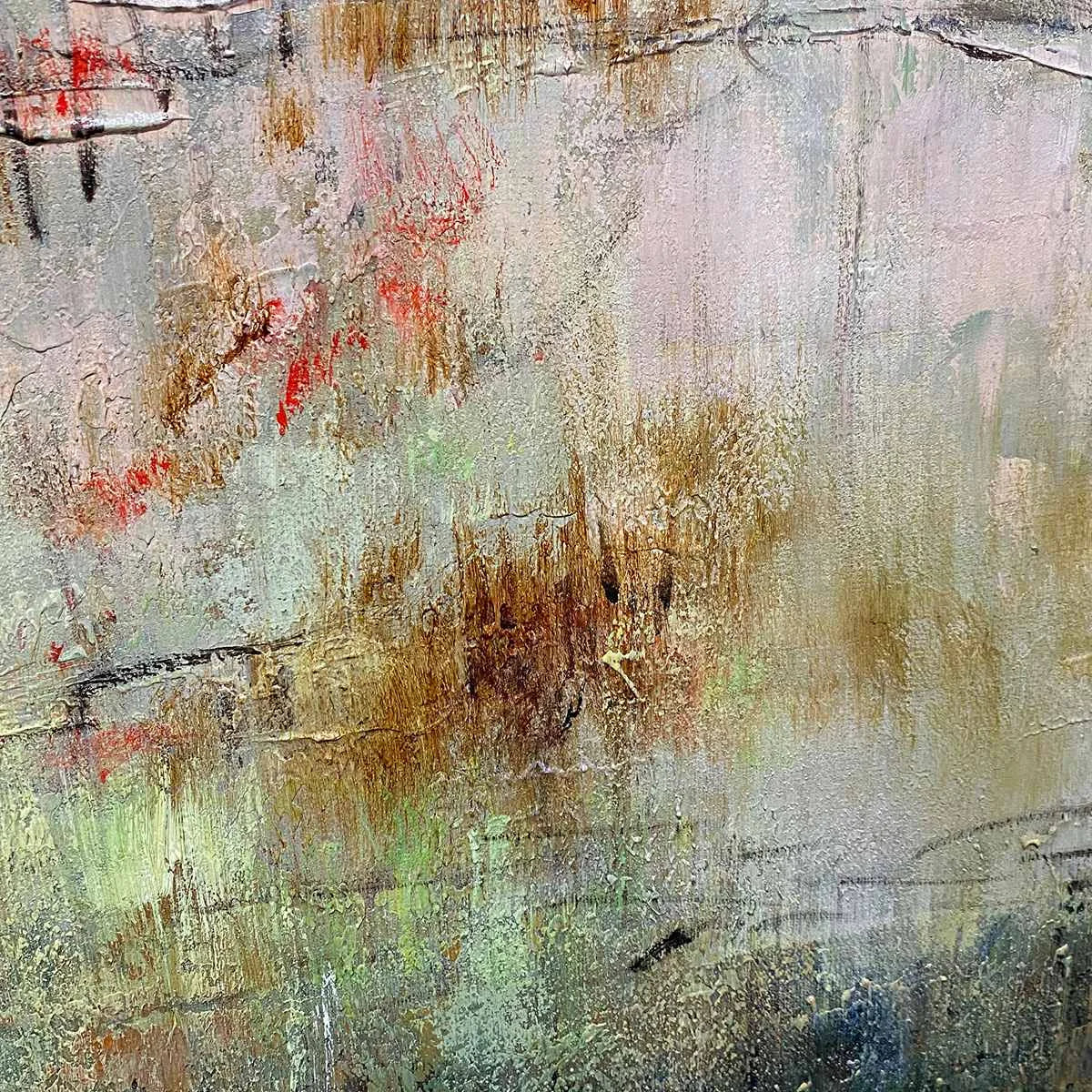 WABI SABI TERRAIN: Textured Abstract Landscape Painting, Vertical Wall Art | rectangular format, hand-painted canvas edge