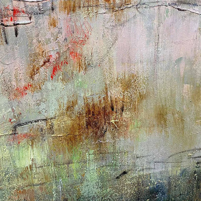 WABI SABI TERRAIN: Textured Abstract Landscape Painting, Vertical Wall Art | rectangular format, hand-painted canvas edge