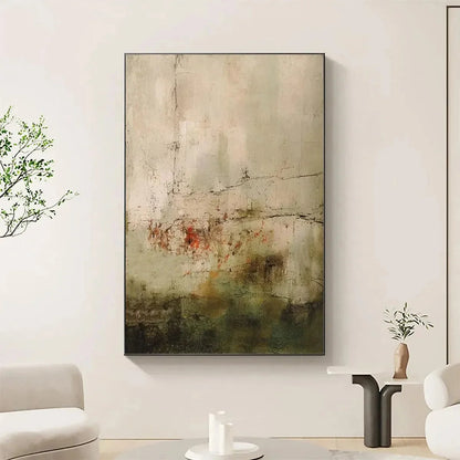 WABI SABI TERRAIN: Textured Abstract Landscape Painting, Vertical Wall Art | multi-color palette, original oil on stretched canvas art