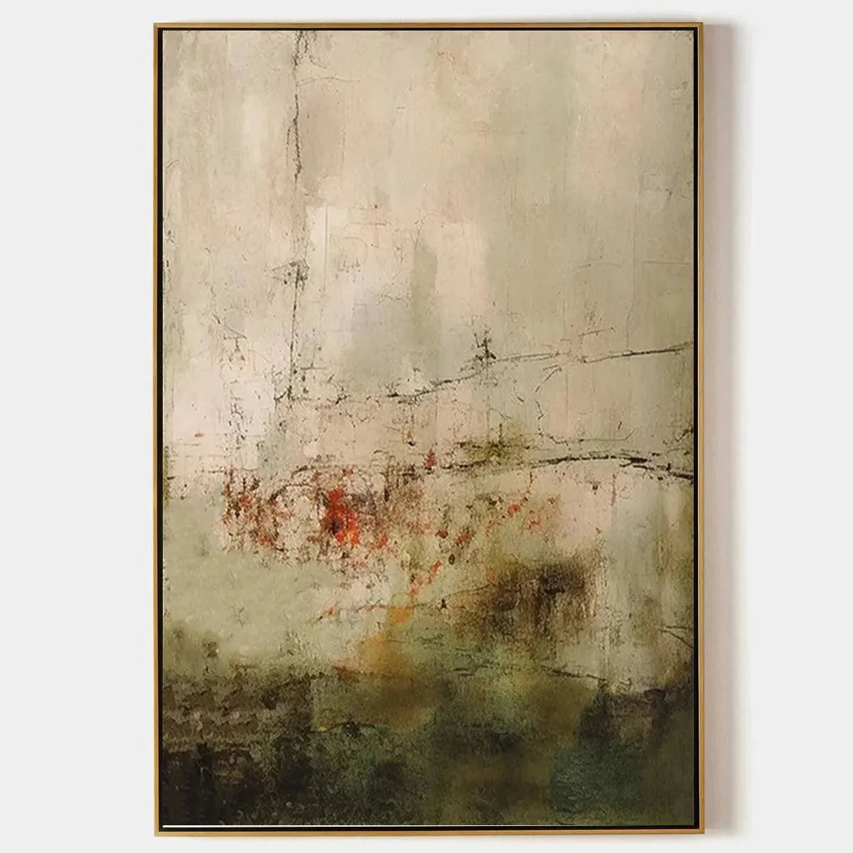WABI SABI TERRAIN: Textured Abstract Landscape Painting, Vertical Wall Art | hanging in living room, Abstract wall art