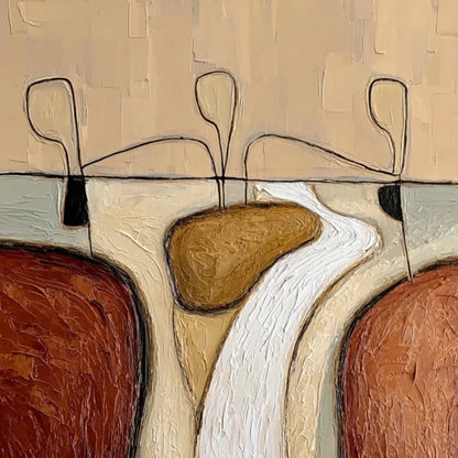 THE PASSAGE: Textured Wabi Sabi Abstract Earth Tone Painting | rectangular format, hand-painted canvas edge