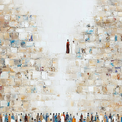 WALL OF AGES: Textured Impasto Painting of a Historic Pilgrimage | rolled canvas, ready for custom framing
