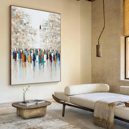 WALL OF AGES: Textured Impasto Painting of a Historic Pilgrimage | multi-color palette, original oil on stretched canvas art