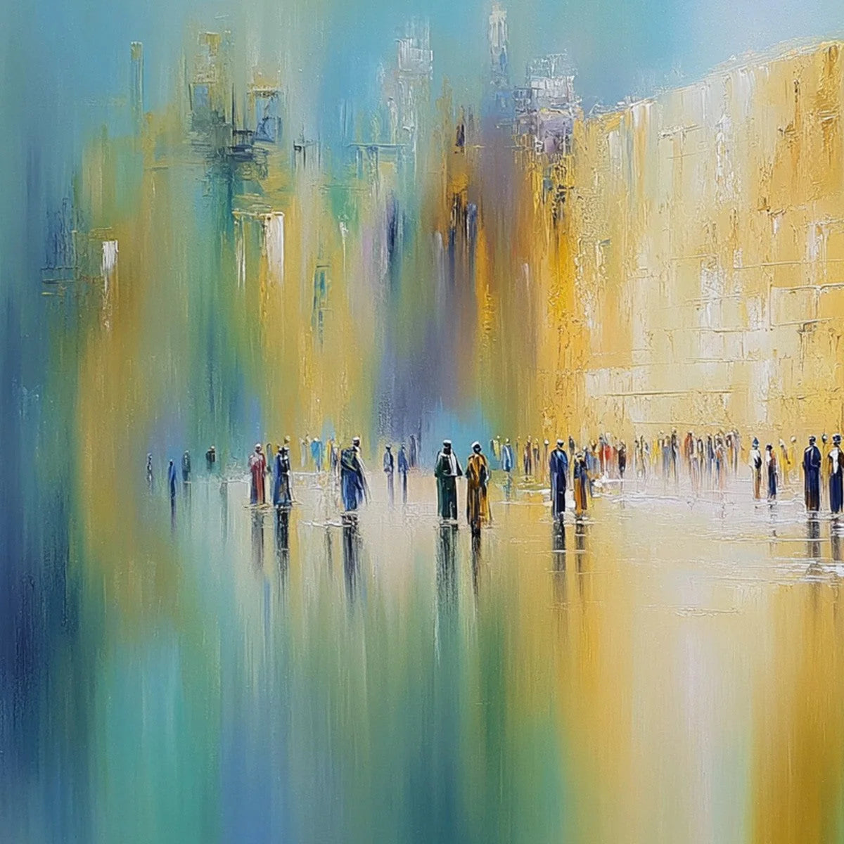 Wall of Whispers | Textured Abstract Cityscape Oil Painting | rolled canvas, ready for custom framing