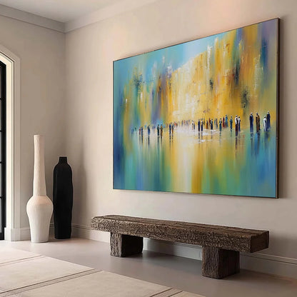 Wall of Whispers | Textured Abstract Cityscape Oil Painting | Abstract mood, soft natural light studio shot