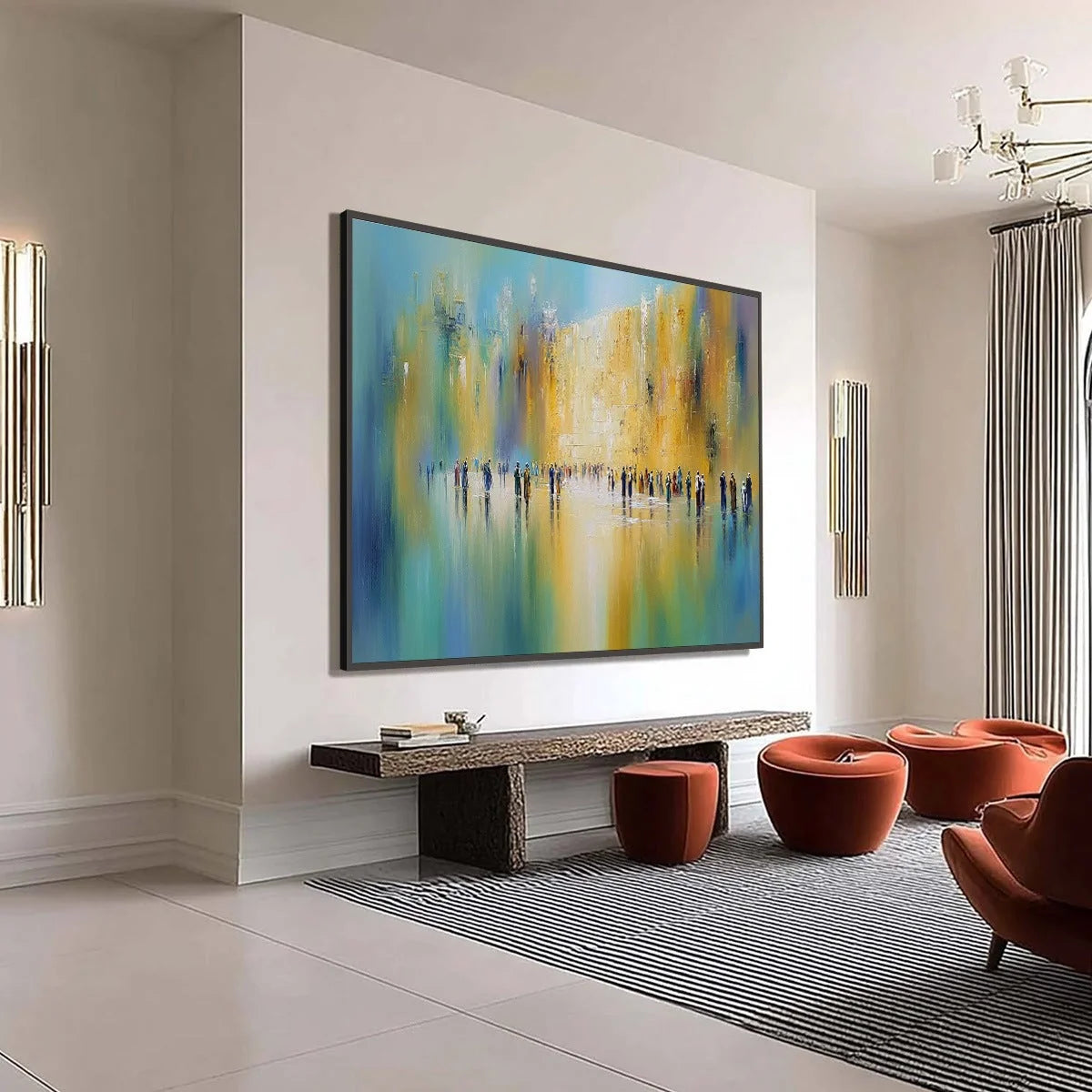 Wall of Whispers | Textured Abstract Cityscape Oil Painting | multi-color palette, original oil on stretched canvas art