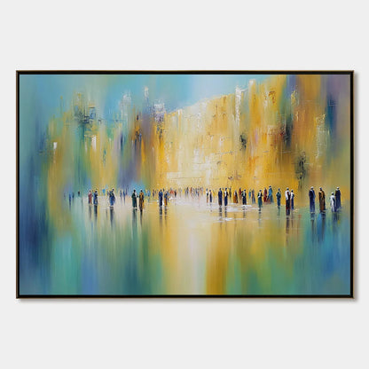 Wall of Whispers | Textured Abstract Cityscape Oil Painting | hanging in living room, Abstract wall art