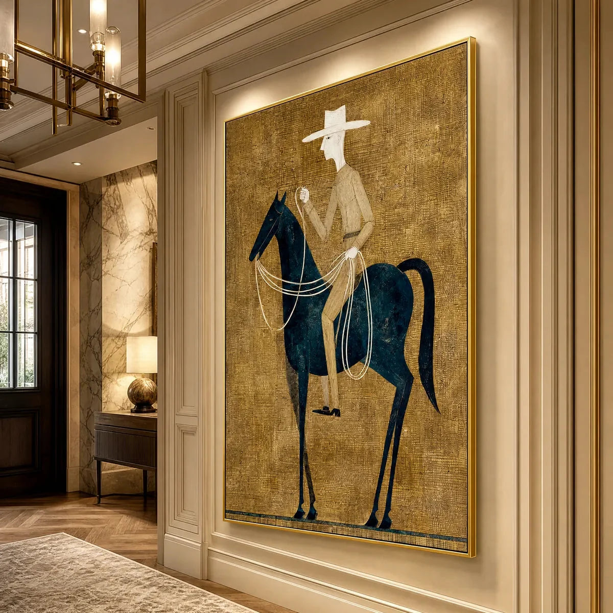 THE WANDERER: Minimalist Equestrian Portrait with Golden Texture | Minimalist mood, soft natural light studio shot