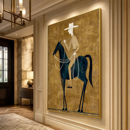 THE WANDERER: Minimalist Equestrian Portrait with Golden Texture | Minimalist mood, soft natural light studio shot