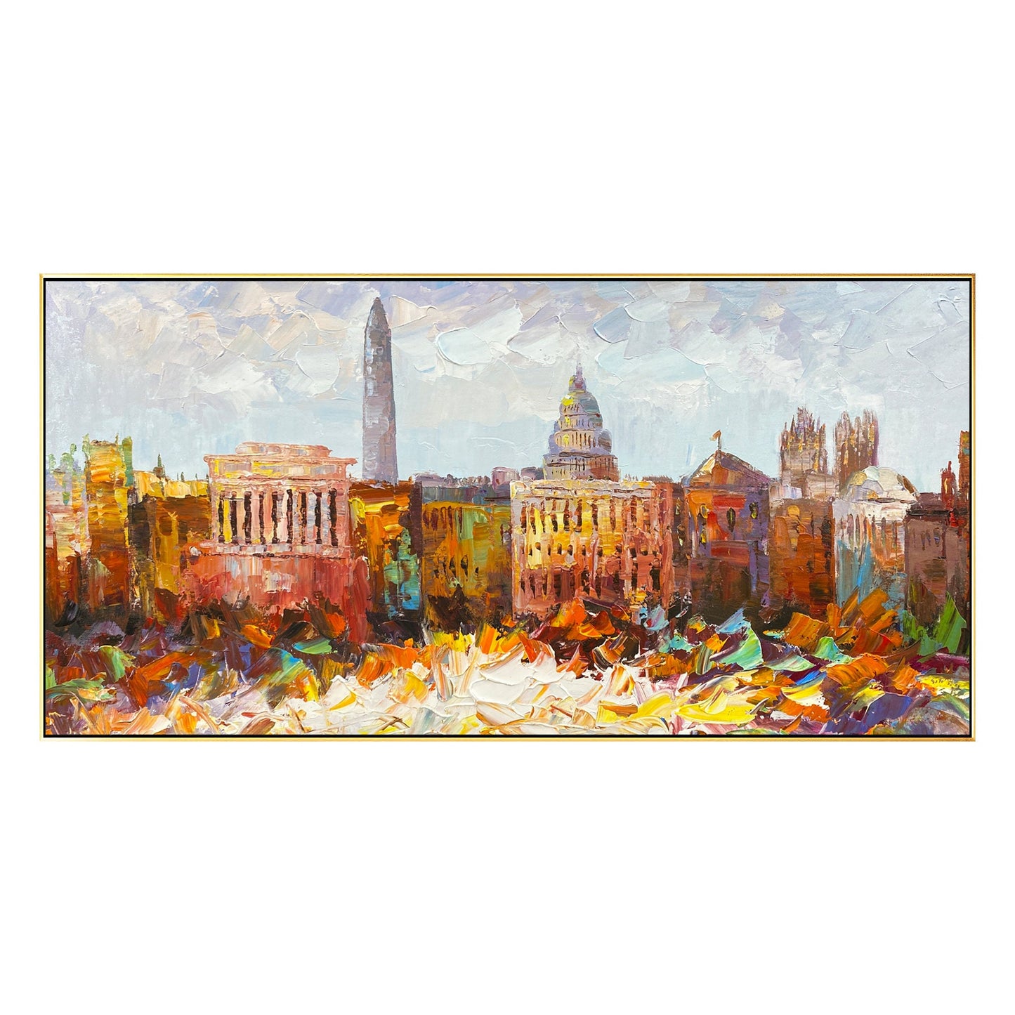 Washington Cityscape skyline textured framed wall art, livingroom horizontal ext #8
