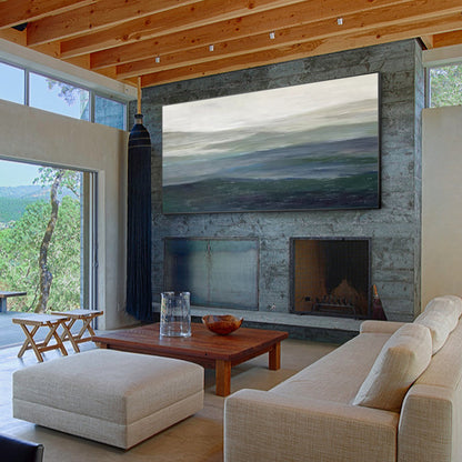 Watercolor Abstract Mountain Landscape Painting: Large Horizontal Canvas Art #3