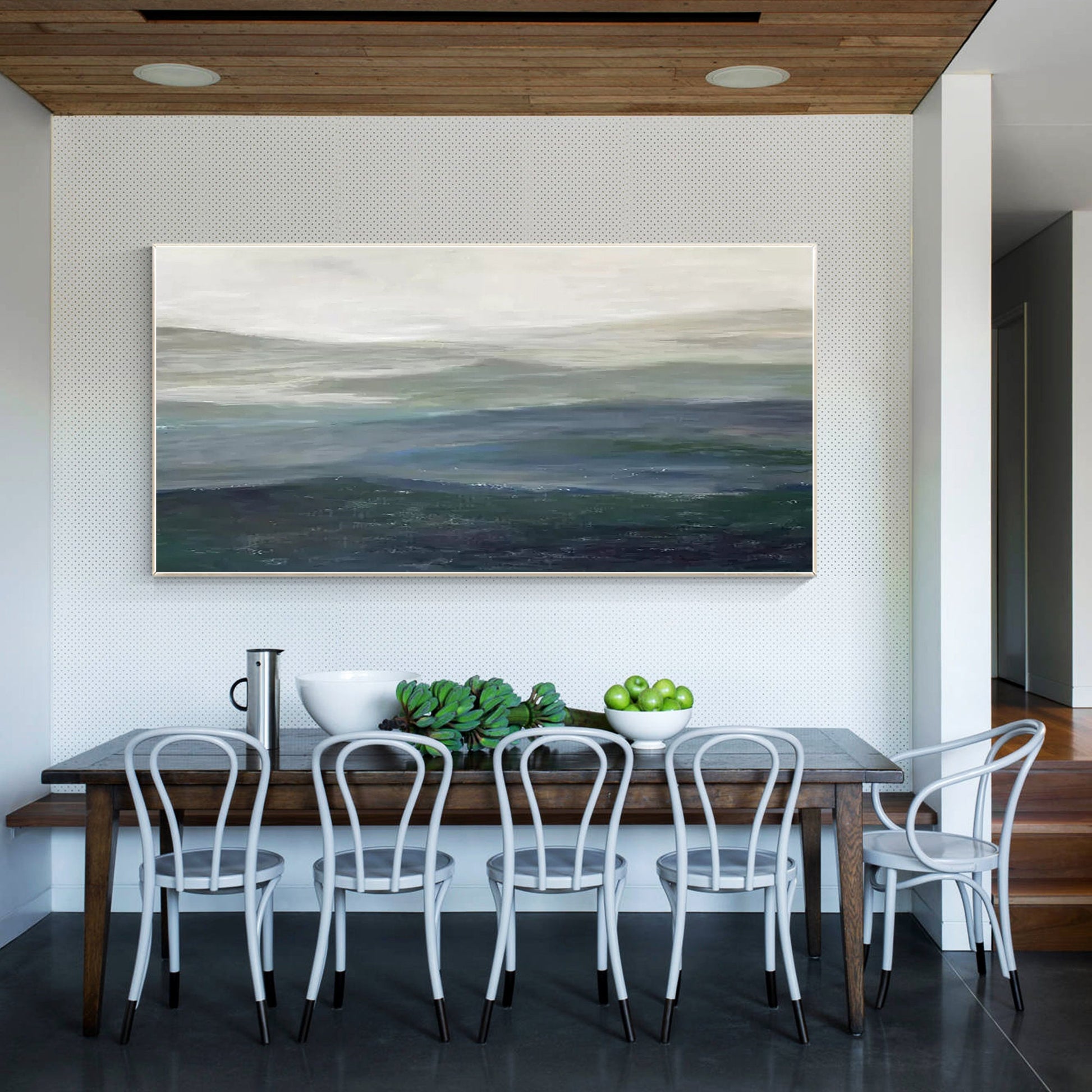Watercolor Abstract Mountain Landscape Painting: Large Horizontal Canvas Art #4