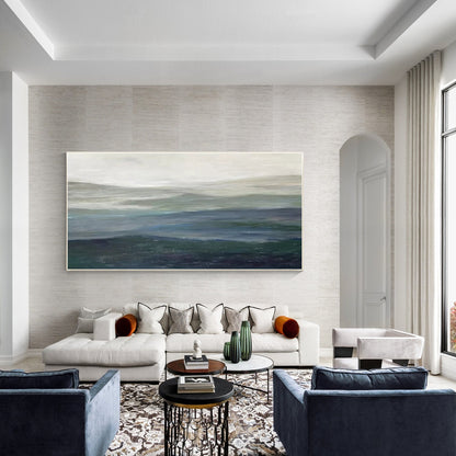 Watercolor Abstract Mountain Landscape Painting: Large Horizontal Canvas Art #1