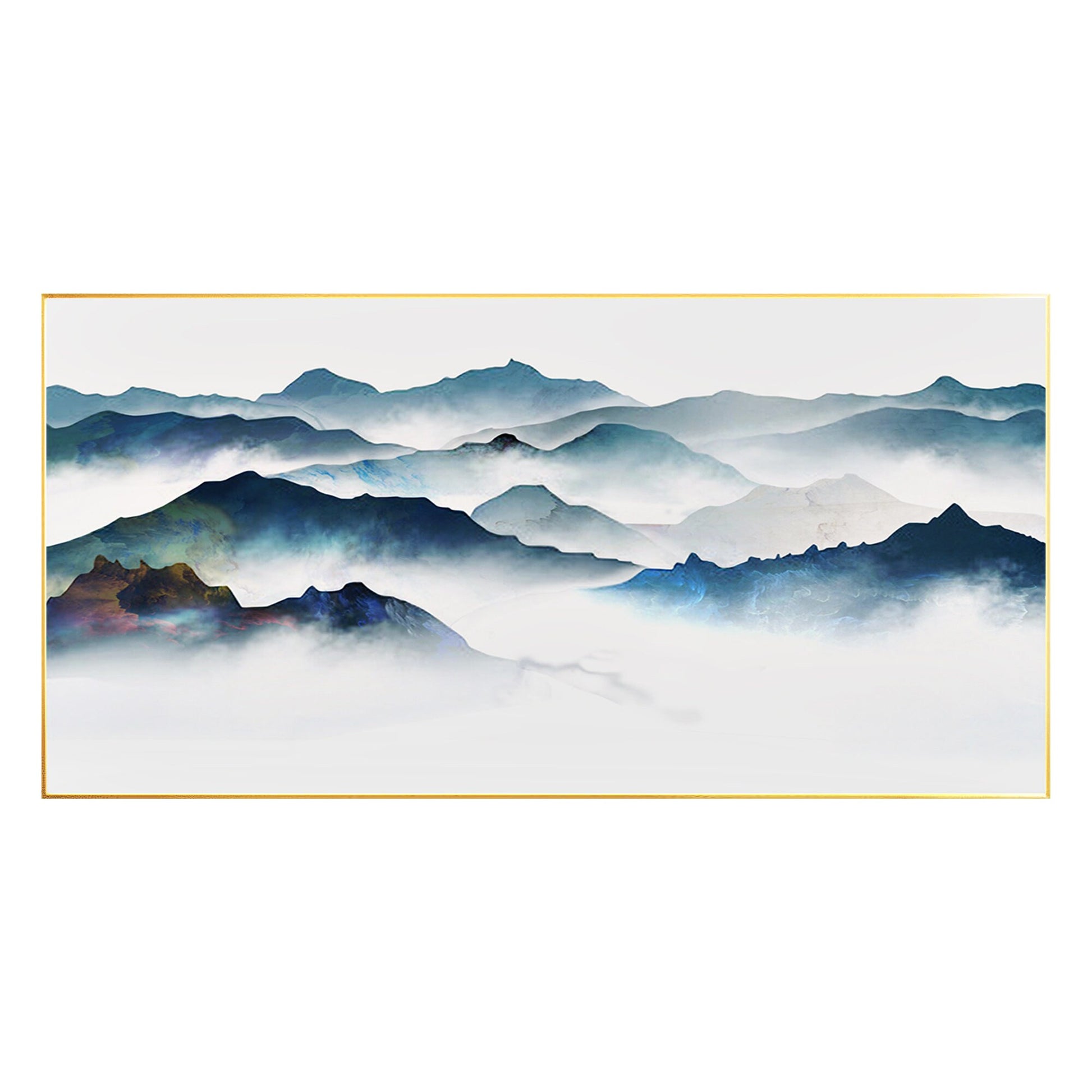 Watercolor Foggy Mountain Landscape Painting: Textured Canvas Wall Art #7