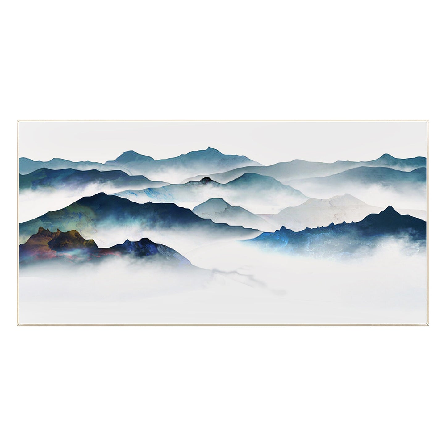 Watercolor Foggy Mountain Landscape Painting: Textured Canvas Wall Art #8