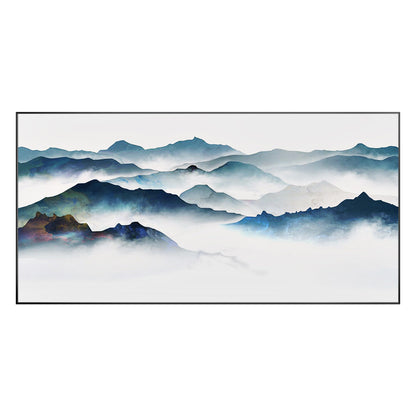 Watercolor Foggy Mountain Landscape Painting: Textured Canvas Wall Art #9