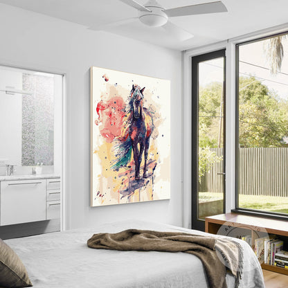 Watercolor Horse Painting: BOHO Abstract Canvas Wall Art #3