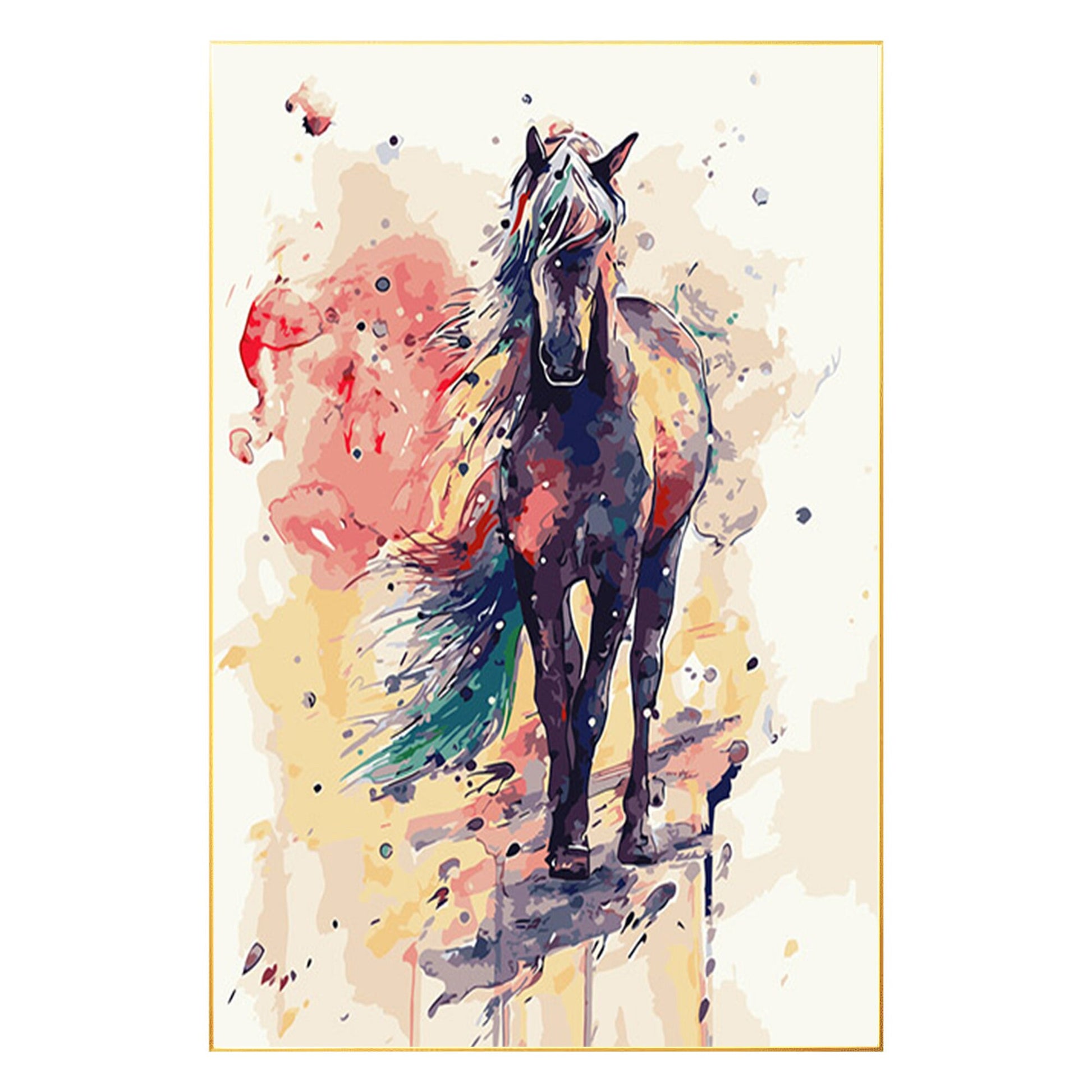 Watercolor Horse Painting: BOHO Abstract Canvas Wall Art #7