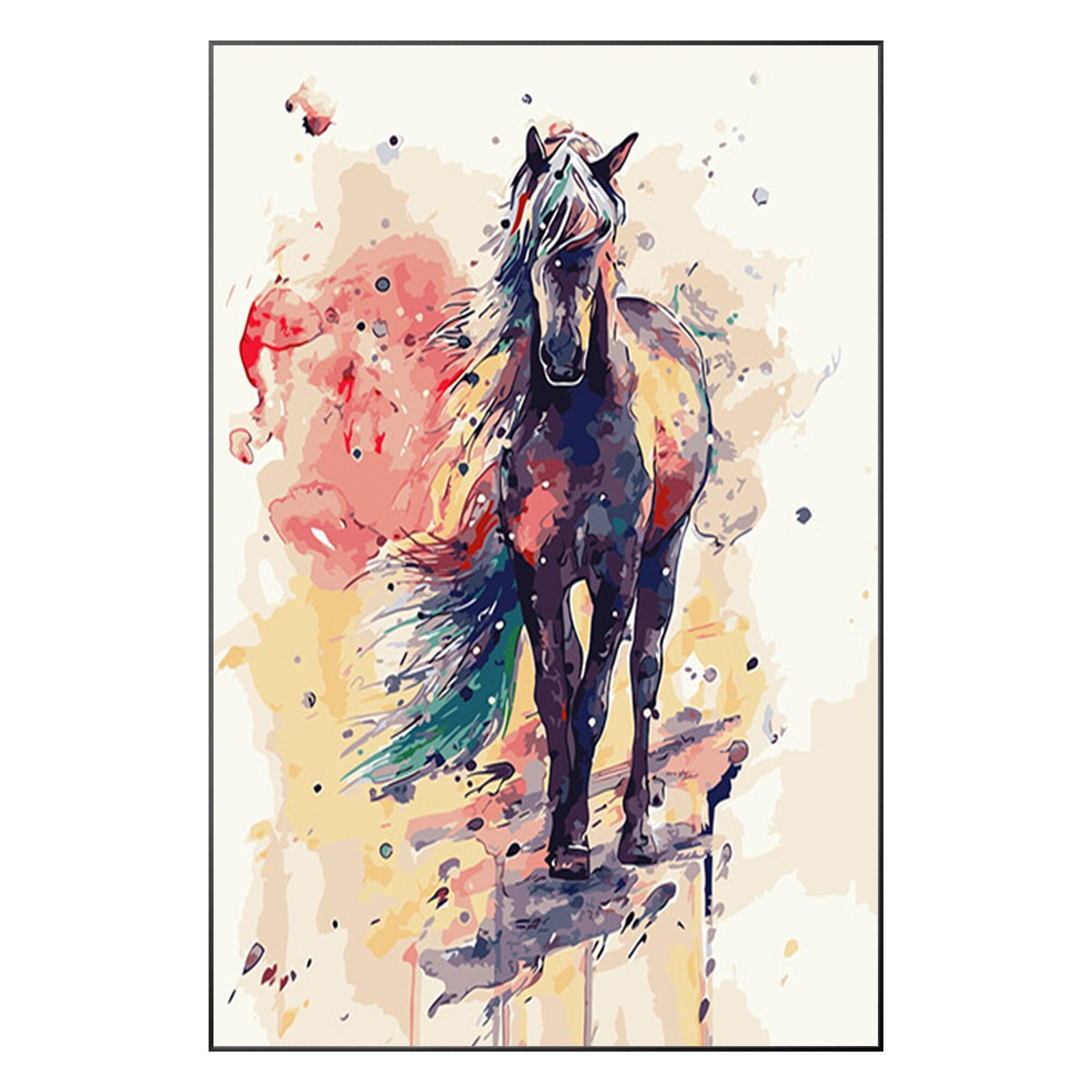 Watercolor Horse Painting: BOHO Abstract Canvas Wall Art #9
