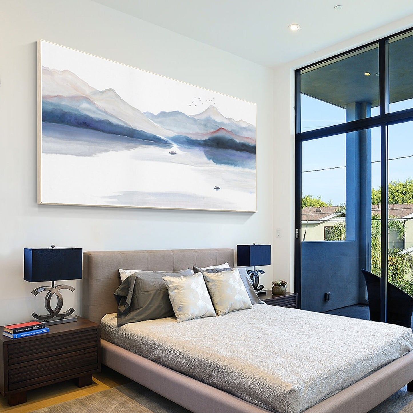 Watercolor Mountain Landscape Painting: Extra Large Canvas Wall Art #5