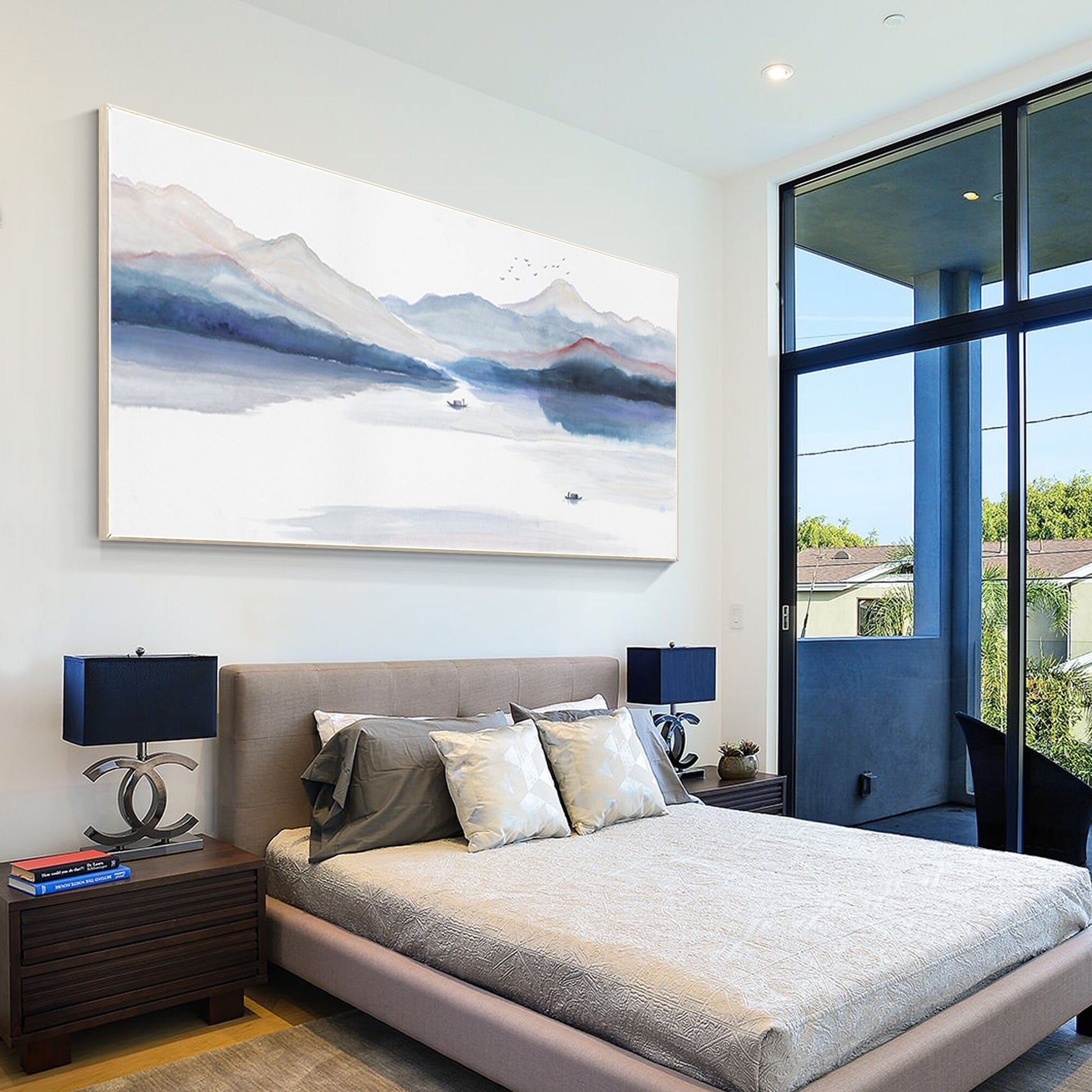 Watercolor Mountain Landscape Painting: Extra Large Canvas Wall Art #5