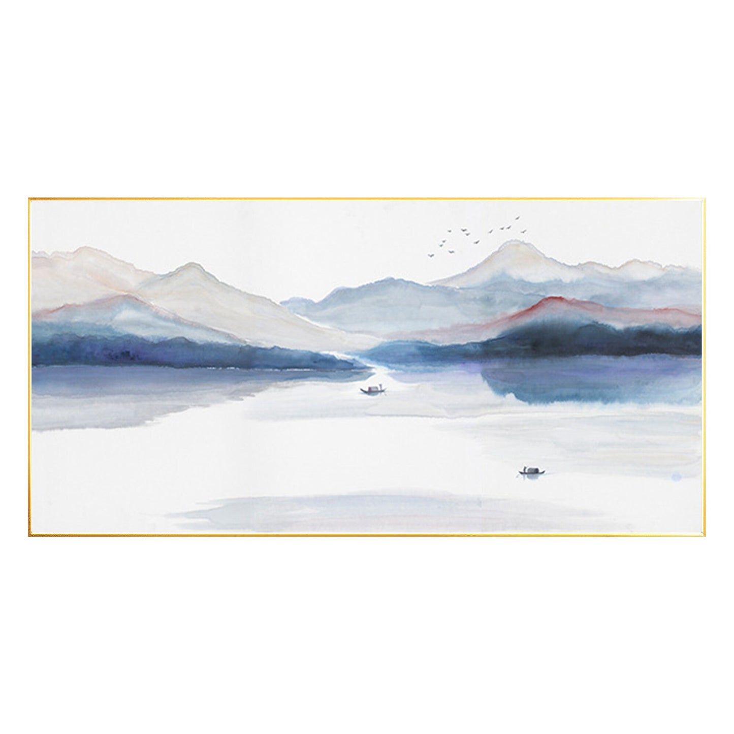 Watercolor Mountain Landscape Painting: Extra Large Canvas Wall Art #7