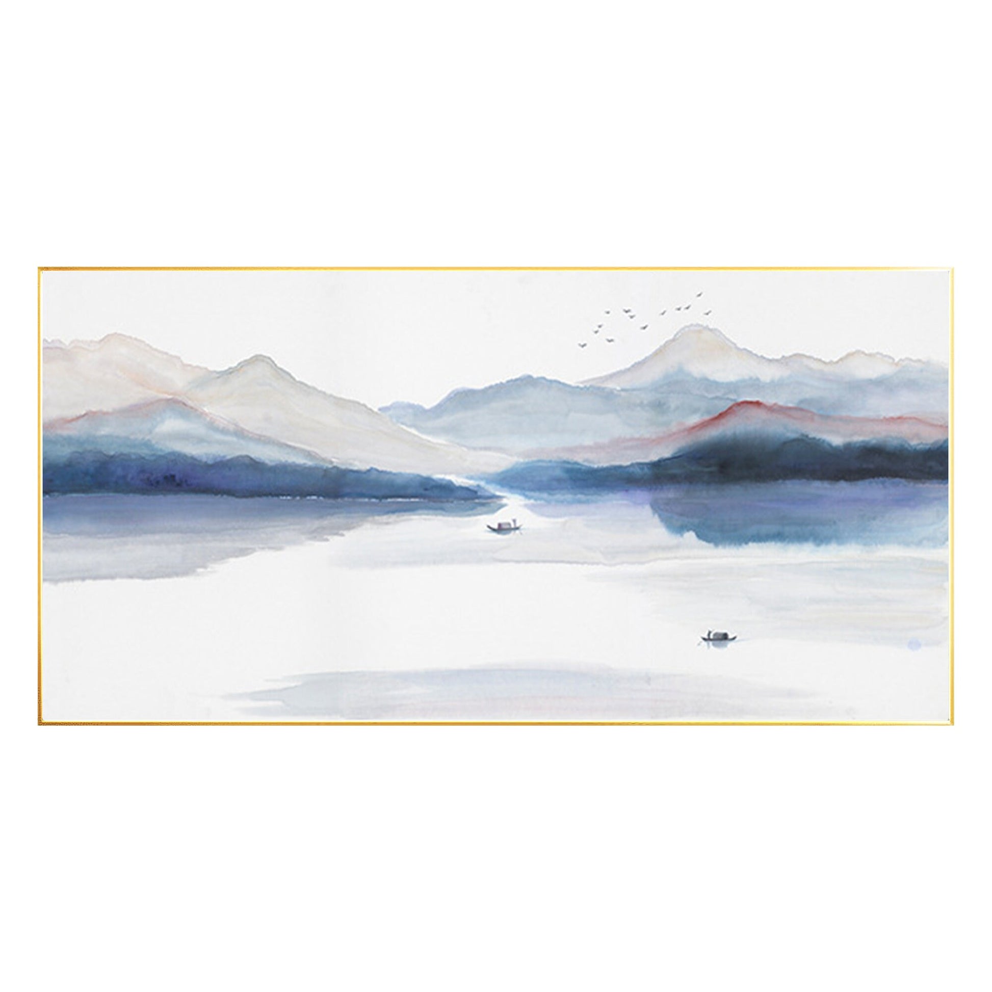Watercolor Mountain Landscape Painting: Extra Large Canvas Wall Art #7
