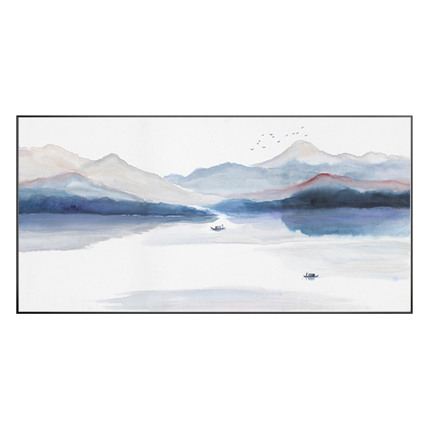 Watercolor Mountain Landscape Painting: Extra Large Canvas Wall Art #9