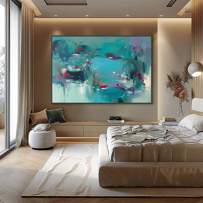 WATERLILY SERENADE: Vibrant Abstract Water Lilies Wall Art | Abstract closeup, raised brushwork detail
