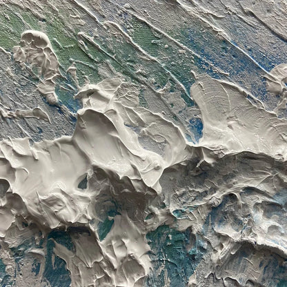 WAVE RIDERS: Ocean Painting of Surfers in Motion | rectangular format, hand-painted canvas edge