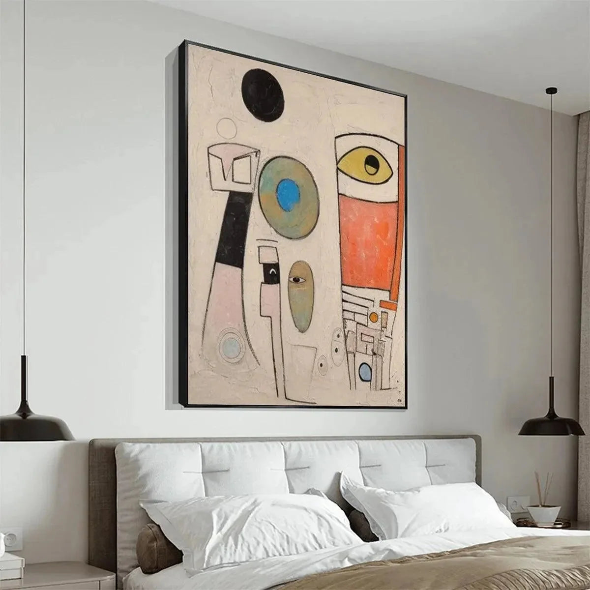 WHIMSICAL FORMS: Colorful Abstract Painting, Vertical Wall Art | rectangular format, hand-painted canvas edge