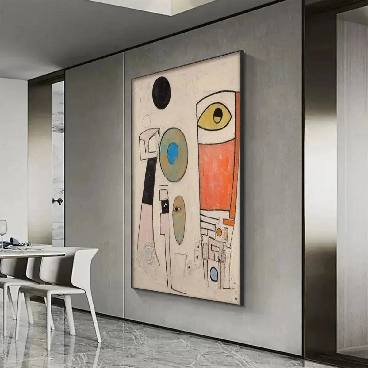WHIMSICAL FORMS: Colorful Abstract Painting, Vertical Wall Art | rolled canvas, ready for custom framing