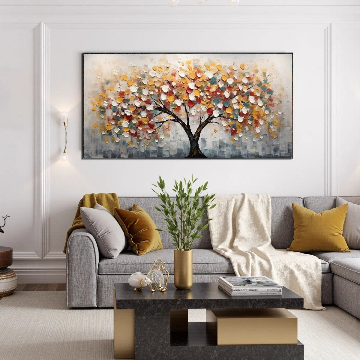 WHIMSICAL WONDER: Textured Panoramic Oil Painting | Abstract closeup, raised brushwork detail
