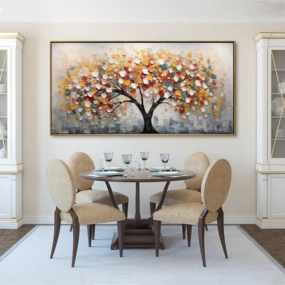 WHIMSICAL WONDER: Textured Panoramic Oil Painting | black frame version on white wall