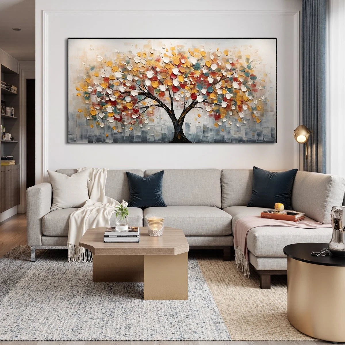 WHIMSICAL WONDER: Textured Panoramic Oil Painting | Abstract mood, soft natural light studio shot