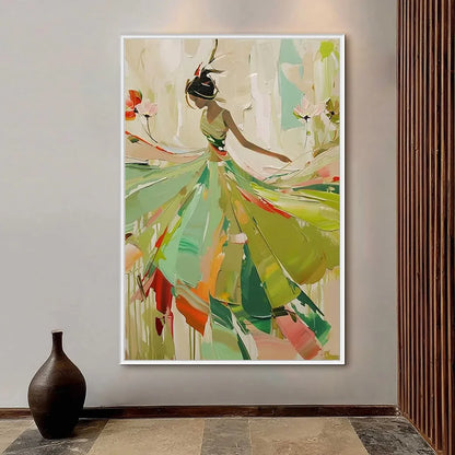 WHIRLWIND OF COLOR: Abstract Figurative Oil Painting of Dancer | Figurative closeup, raised brushwork detail