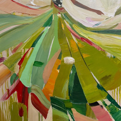 WHIRLWIND OF COLOR: Abstract Figurative Oil Painting of Dancer | rectangular format, hand-painted canvas edge